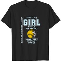 T-shirt drôle de fier papa de softball - La fille a volé mon cœur