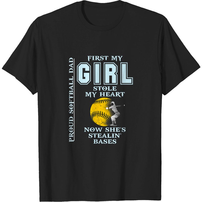 T-shirt drôle de fier papa de softball - La fille a volé mon cœur — T-shirts pour hommes