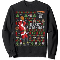 Merry Swishmas Ugly Christmas Basketball Sweatshirt