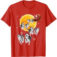 T-shirt de Noël Santa Ride Sleigh Husky Sibérien pour hommes — T-shirts pour hommes