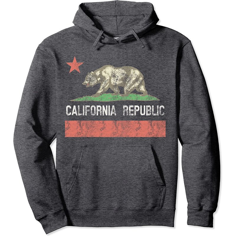 Hoodie Vintage Charcoal California Republic pour Hommes — Sweats à capuche pour hommes