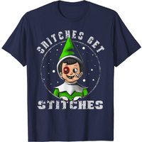 T-shirt Snitches Get Stitches The Elf Xmas pour hommes — T-shirts pour hommes