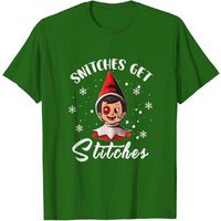 T-shirt Snitches Get Stitches pour hommes en noir — T-shirts pour hommes