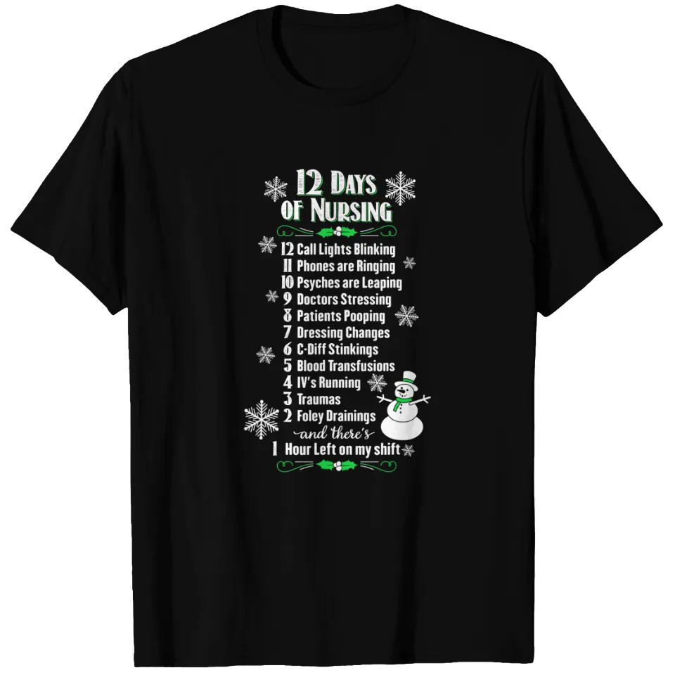 12 Days of Nursing - Funny Christmas Nurse Shirt Men's Heavyweight T-shirt — Mens T Shirts
