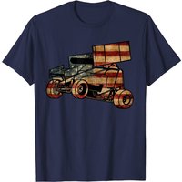 T-shirt pour hommes Sprint Car Racing Dirt Track avec drapeau américain — T-shirts pour hommes