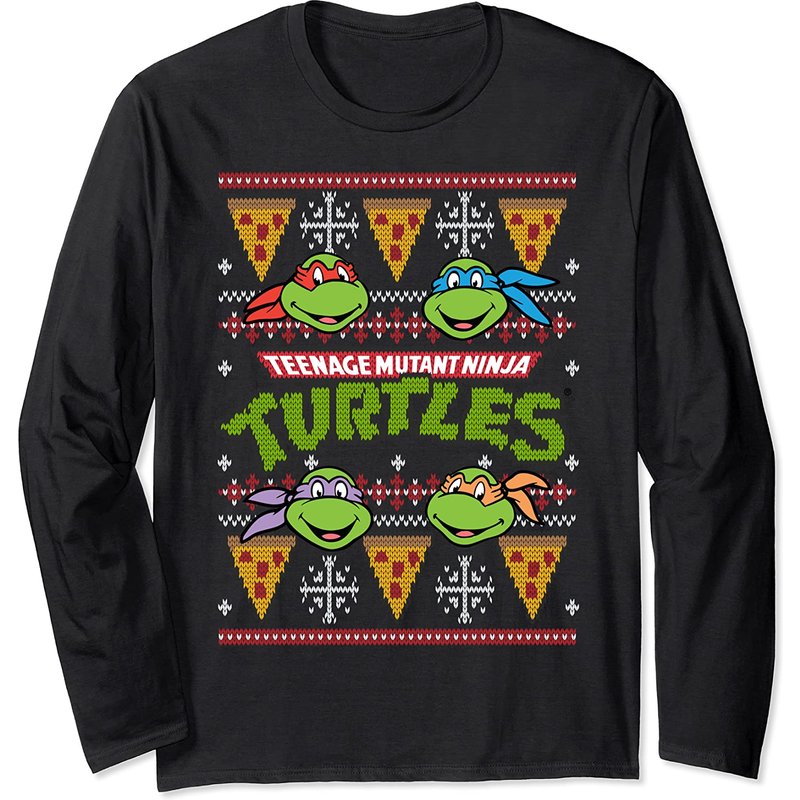 Manteau de Noël TMNT avec Pizza à Manches Longues — T-shirts pour hommes