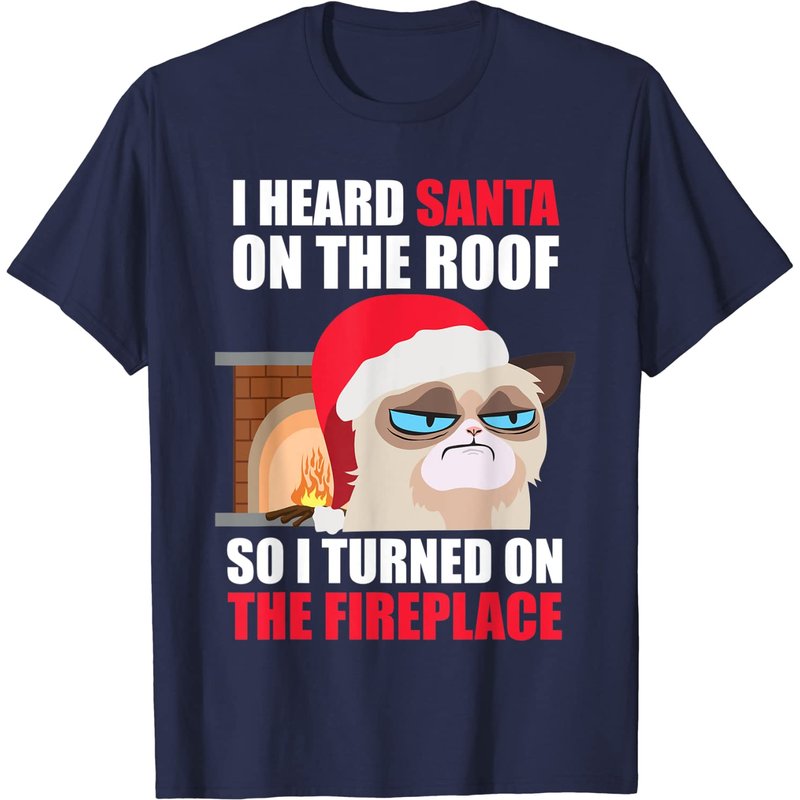 Christmas Cat Hates Santa Grumpy Cats T-Shirt for Men — Mens T Shirts