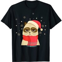 T-shirt de Noël Chat pour hommes en noir