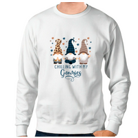 Chilling With My Gnomies Blue Brown Autumn Gnomes Sweatshirt — Mens Hoodies
