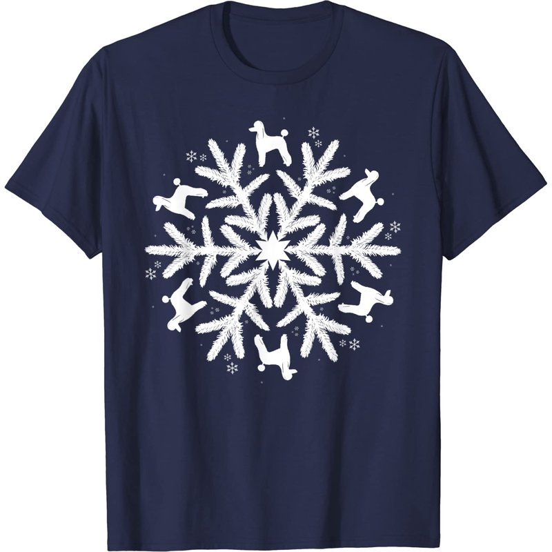 T-shirt Poodle de Noël avec Flocon pour Hommes