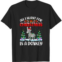 T-shirt Noël Drôle avec Chapeau de Père Noël et Ane