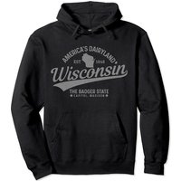 Wisconsin The Badger State Est 1848 State Map Pullover Hoodie — Mens Hoodies
