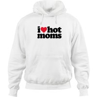 I Love Hot Moms Pullover Hoodie in Military Green — Mens Hoodies