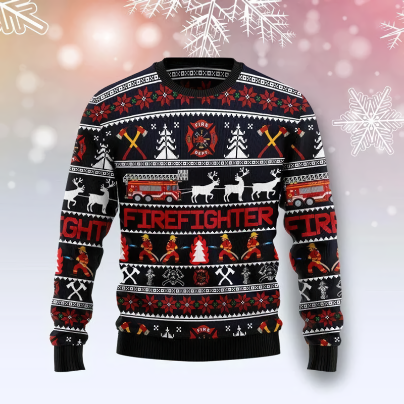 Chandail Moche Pompier Imprimé Unisexe Noël — Chandails pour hommes
