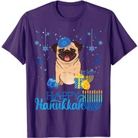 T-shirt pour hommes avec chapeau Menorah de chien Pug juif pour Hanoukka — T-shirts pour hommes