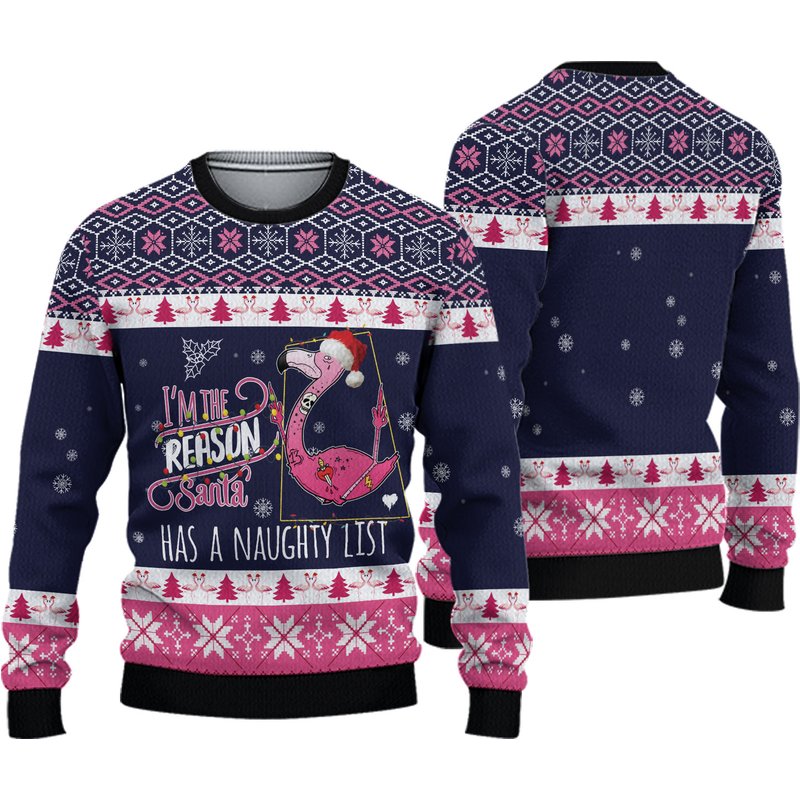 Flamingo I Am The Reason Santa Has A Naughty List Hoodie — Mens Sweaters