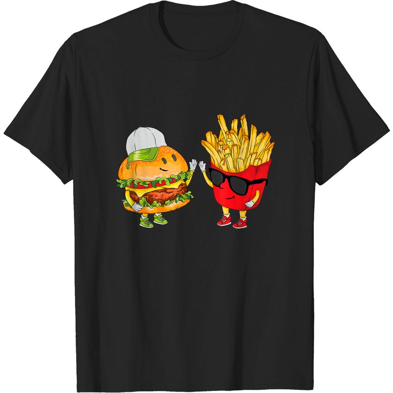 T-shirt cadeau drôle Hamburger Frites High Five pour hommes — T-shirts pour hommes