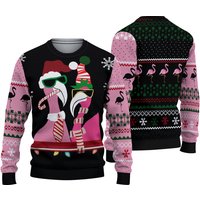 Merry Xmas Candy Cane Flamingo Kids Ugly Christmas Sweater
