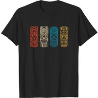 T-shirt Vintage Tiki Masque Polynésien Quatre Totems