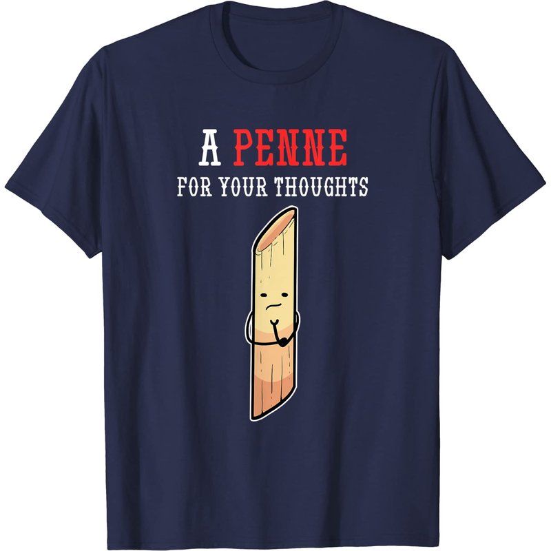 T-shirt Pasta Lovers Penne For Your Thoughts pour hommes — T-shirts pour hommes