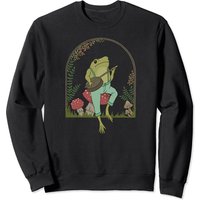 Cottagecore Frog Playing Banjo on Mushroom Unisex Sweatshirt — Mens Hoodies