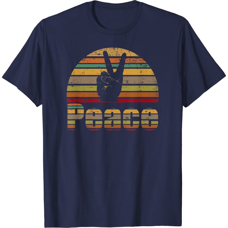 T-shirt Hippie Signe de Paix pour Hommes en Noir — T-shirts pour hommes