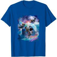 Space Shark T-Shirt Rainbow Galaxy Cat Riding Shark
