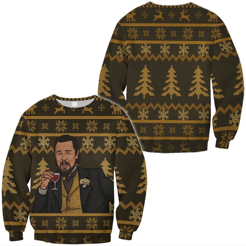 Pull en laine Laughing Leo Noël Leonardo DiCaprio 3D — Chandails pour hommes