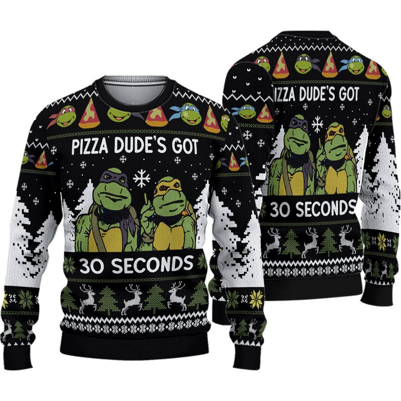 Ninja Turtles Pizza Dues Got 30 Seconds Chandail de Noël en Laine — Chandails pour hommes