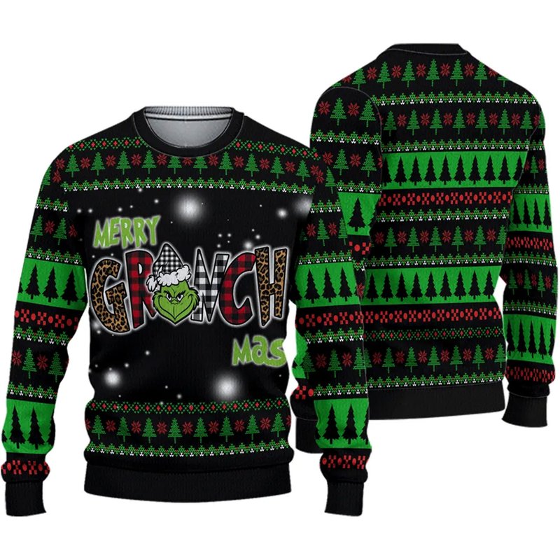Merry Funny Character Mas Woolen Ugly Christmas 3D Sweater — Chandails pour hommes