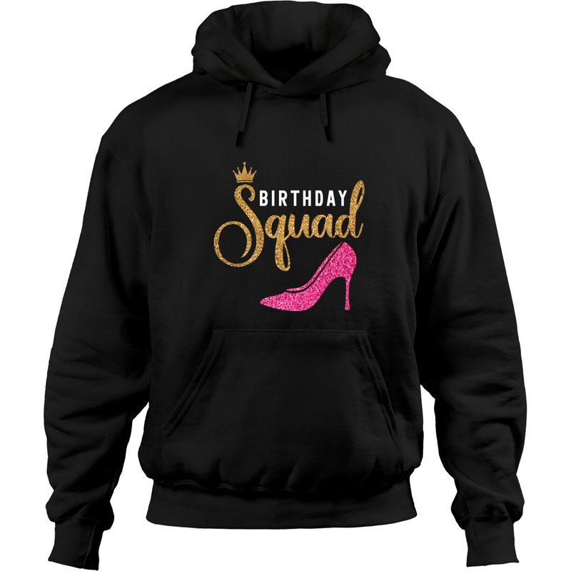 Hoodie Birthday Squad pour Femmes et Hommes - Famille Chaussure Rose Dorée — Sweats à capuche pour hommes