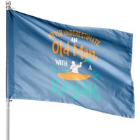 Kayaking Never Underestimate An Old Man With A Kayak House Flag — Decorative Flags