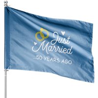 50th Wedding Anniversary Just Married House Flag — Decorative Flags