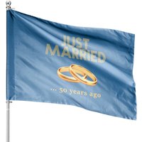 Drapeau de Maison pour le 50e Anniversaire de Mariage Just Married 50 Ans — Drapeaux décoratifs