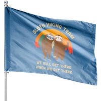 Sloth Hiking Team House Flag - Funny Vintage Gift
