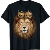 T-Shirt pour Hommes Lion Head Golden Crown Art Canvas King — T-shirts pour hommes