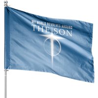 World Revolves Around Son Of God Christian House Flag — Decorative Flags