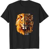 T-shirt Lion avec Verset Biblique Philippiens 4:13 pour Hommes — T-shirts pour hommes