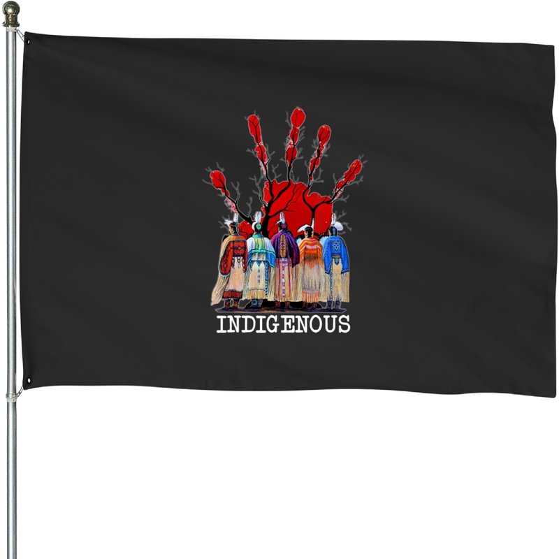 Native American Indigenous Red Hand House Flag — Decorative Flags