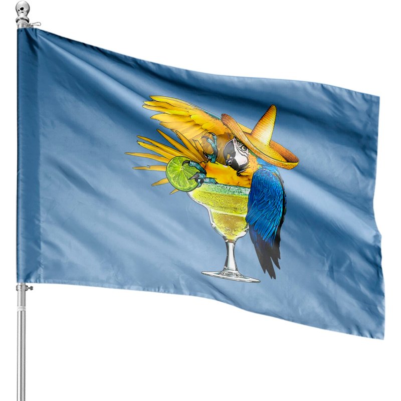 Parrot In Margarita Drinking Glass Tropical Vacation Flag — Decorative Flags