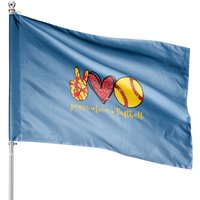 Drapeau de Maison Peace Love Softball pour Amateurs de Softball