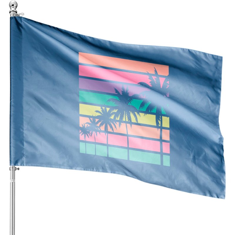 Pastel House Flag Palm Tree for Beach Vacation — Decorative Flags