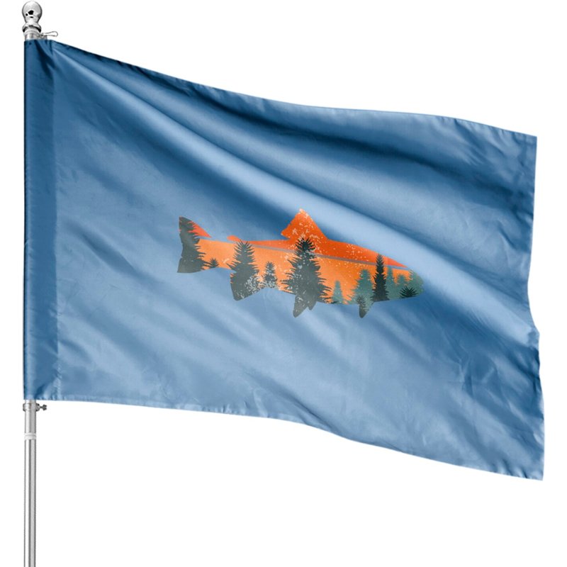 Trout Fly Fishing House Flag for Outdoor Enthusiasts — Decorative Flags