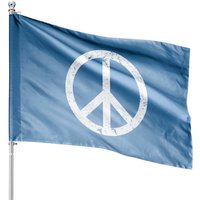 Vintage Peace Sign White Distressed House Flag — Decorative Flags