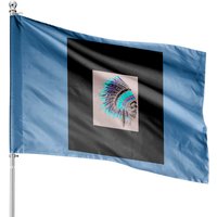 Native American Indian Chief Skull Motorcycle Headdress Flag — Decorative Flags