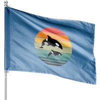 Orca Family Vintage House Flag - Double-Sided Print — Decorative Flags