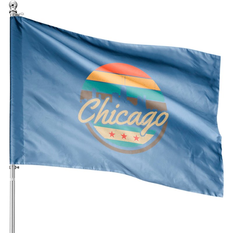 Drapeau Vintage de la Skyline de Chicago pour Maison — Drapeaux décoratifs