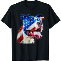T-shirt Logo Pitbull American Pit Bull Terrier Drapeau USA — T-shirts pour hommes