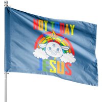 Not Today Jesus Unicorn Satan Goat Rainbow House Flag — Decorative Flags