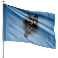 Black Cat With Yellow Eyes House Flag — Decorative Flags